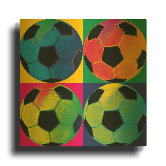'Ball Four Soccer' By Wild Apple Portfolio Gold Metal Wall Art