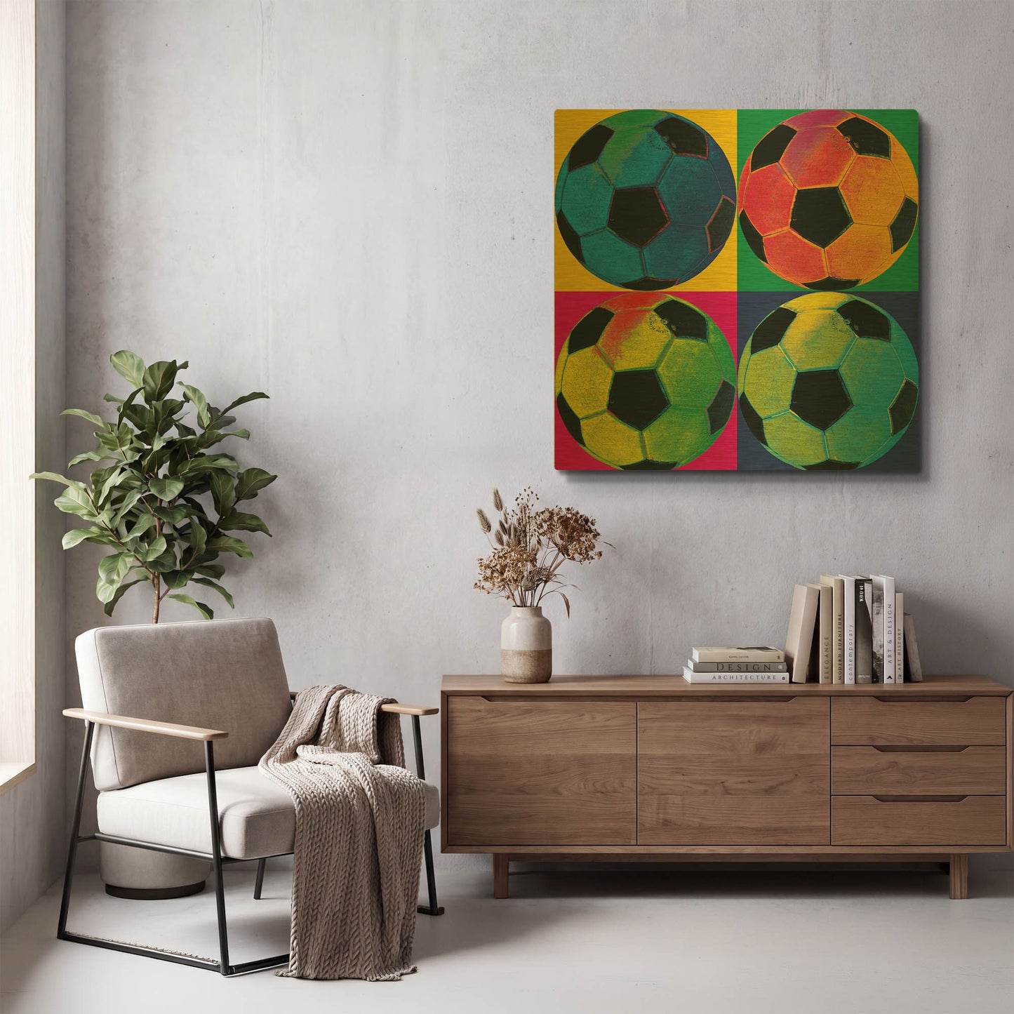 'Ball Four Soccer' By Wild Apple Portfolio Gold Metal Wall Art