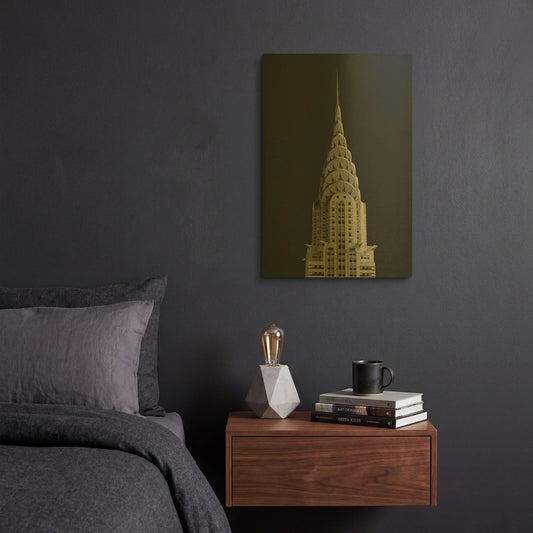 'Chrysler Building on Black' By Wild Apple Portfolio Gold Metal Wall Art