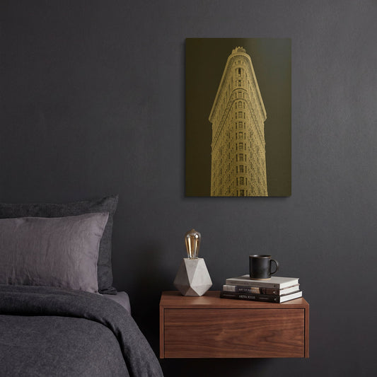 'Flatiron Building on Black' By Wild Apple Portfolio Gold Metal Wall Art