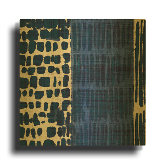 'Indigo Batik 1' By Wild Apple Portfolio Gold Metal Wall Art