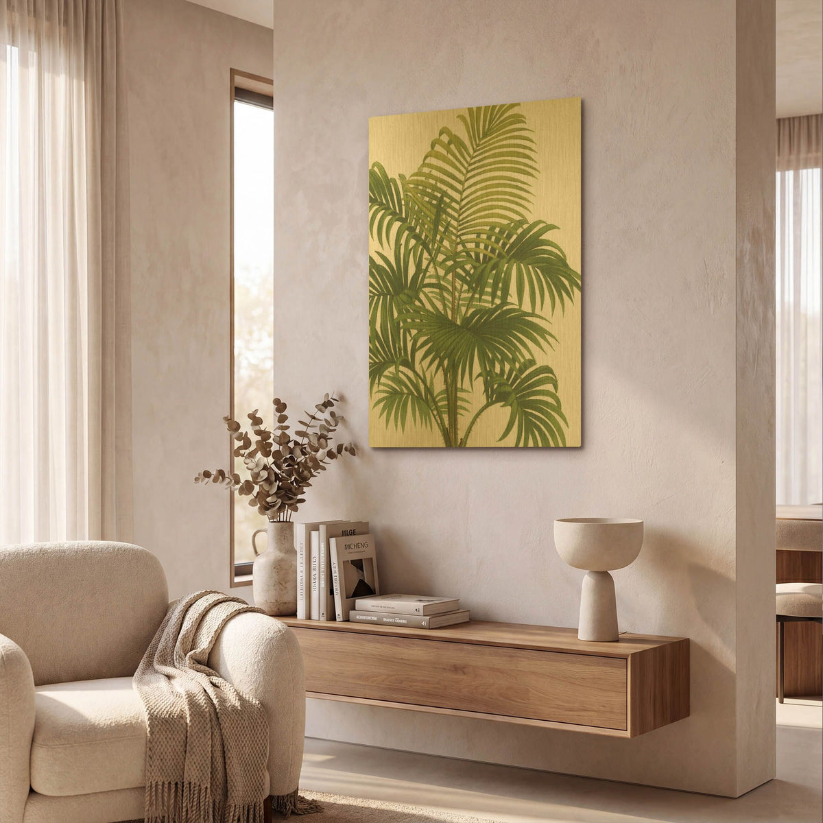 'Riviera Palms 1' By Wild Apple Portfolio Gold Metal Wall Art