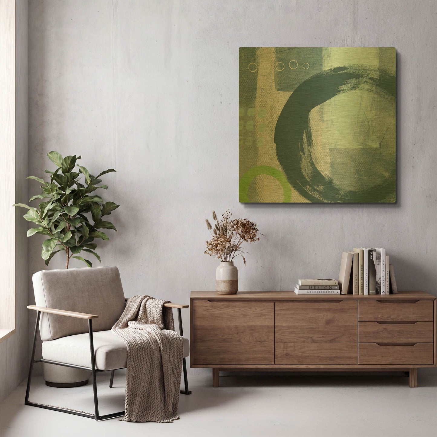 'Blue Circles II' By Linda Woods Gold Metal Wall Art