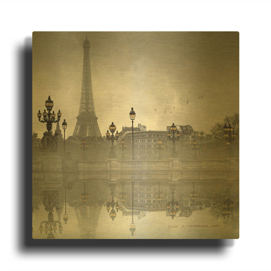 'Eiffel Tower After The Store' By Chris Vest Gold Metal Wall Art