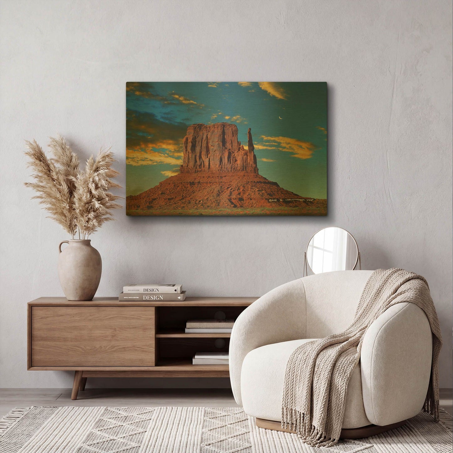 'Mitten With Sunburst' By Chris Vest Gold Metal Wall Art
