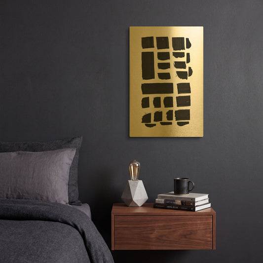 'Black and White Pattern II' By Linda Woods Gold Metal Wall Art