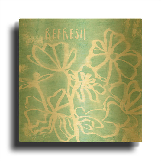 'Refresh Mint' By Linda Woods Gold Metal Wall Art