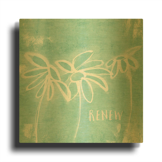 'Renew Mint' By Linda Woods Gold Metal Wall Art