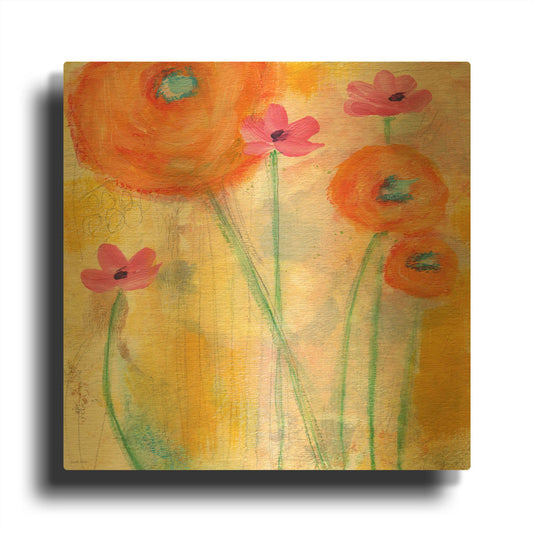 'With The Breeze' By Linda Woods Gold Metal Wall Art
