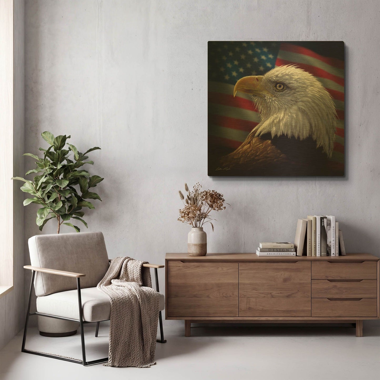 'American Bald Eagle' By Collin Bogle Gold Metal Wall Art