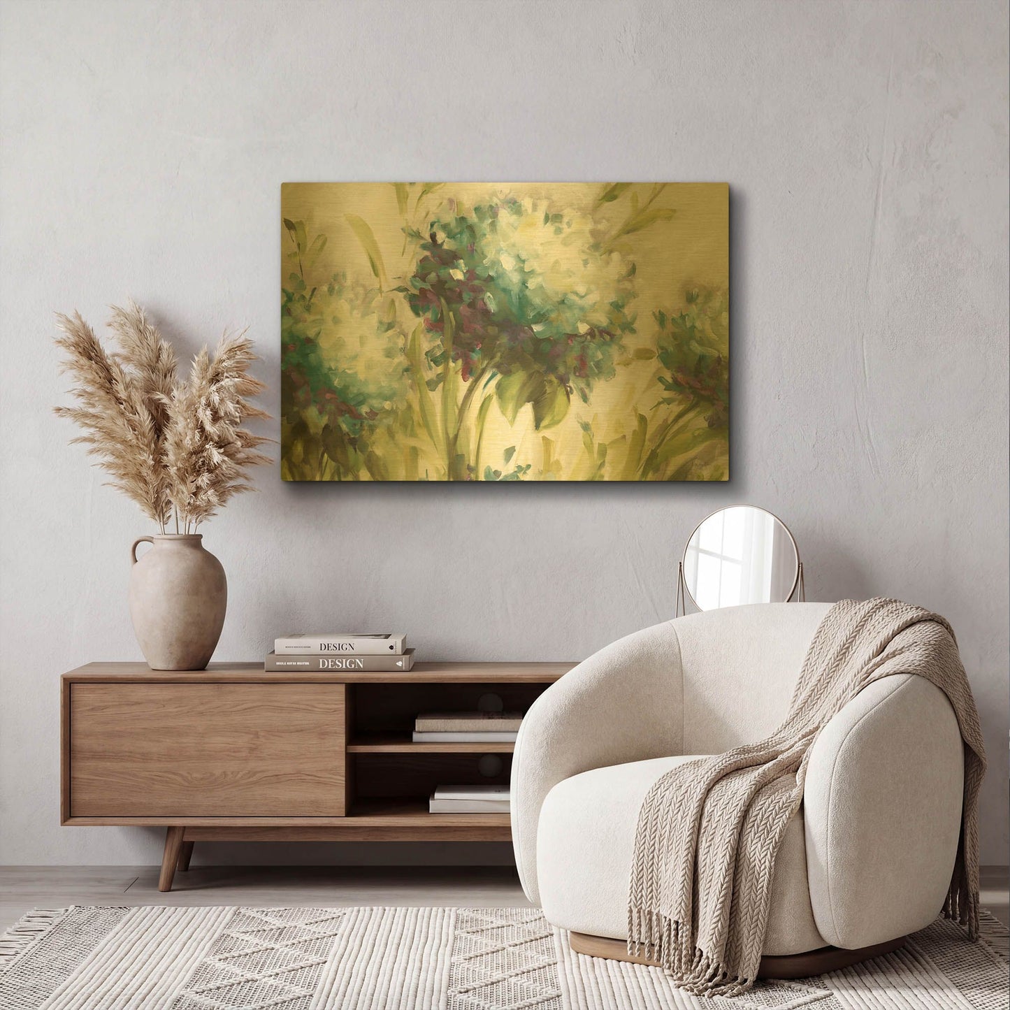'Hydrangea Field' By Lisa Audit Gold Metal Wall Art