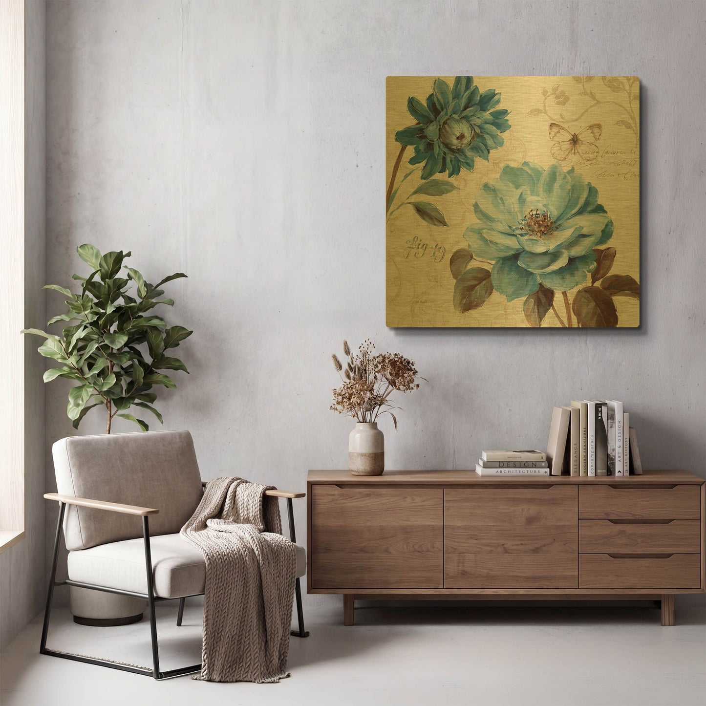 'A Blue Note III' By Lisa Audit Gold Metal Wall Art