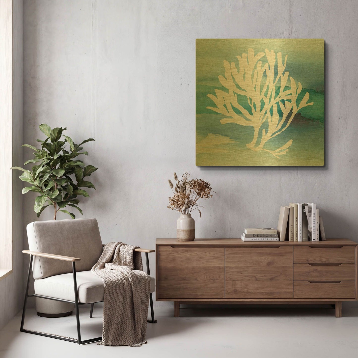 'Sea Life Coral I' By Lisa Audit Gold Metal Wall Art