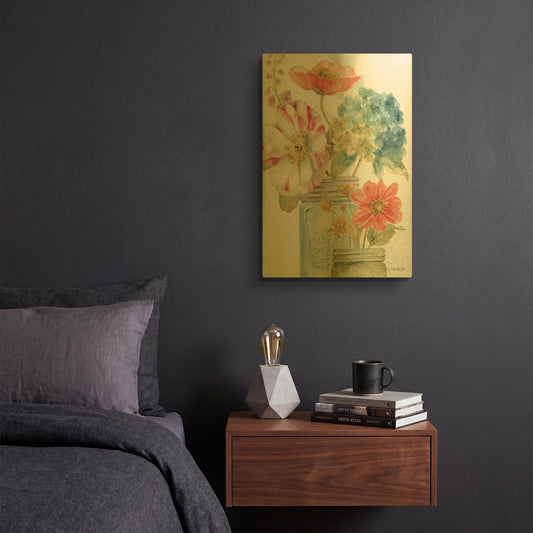 'Rainbow Seeds Flowers IX' By Lisa Audit Gold Metal Wall Art