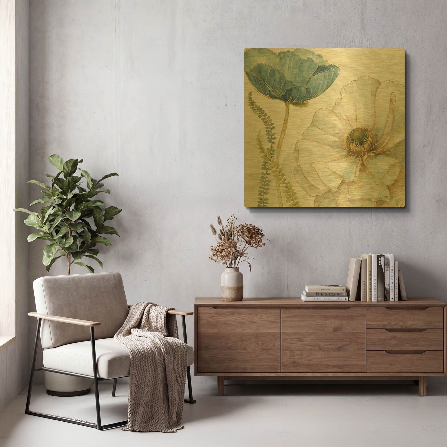 'My Greenhouse Flowers III' By Lisa Audit Gold Metal Wall Art