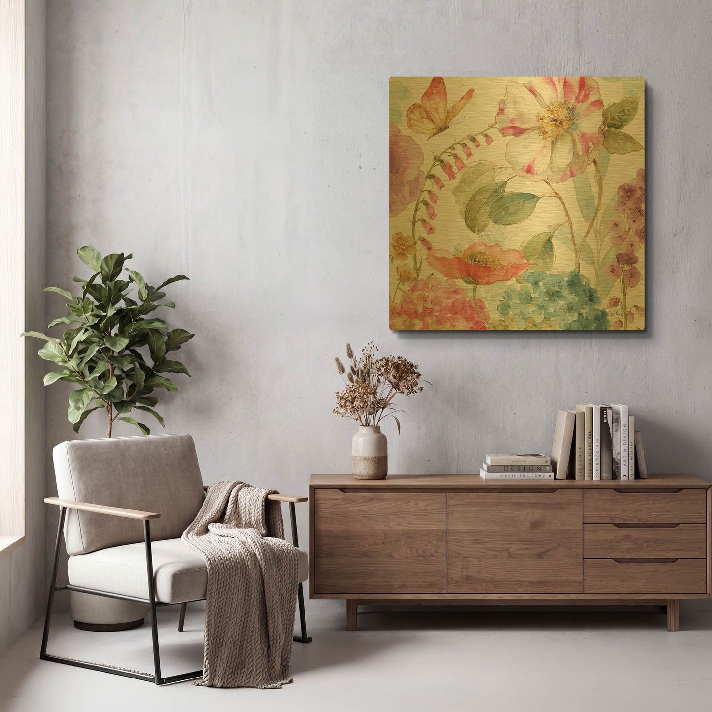 'Rainbow Seeds Flowers II' By Lisa Audit Gold Metal Wall Art