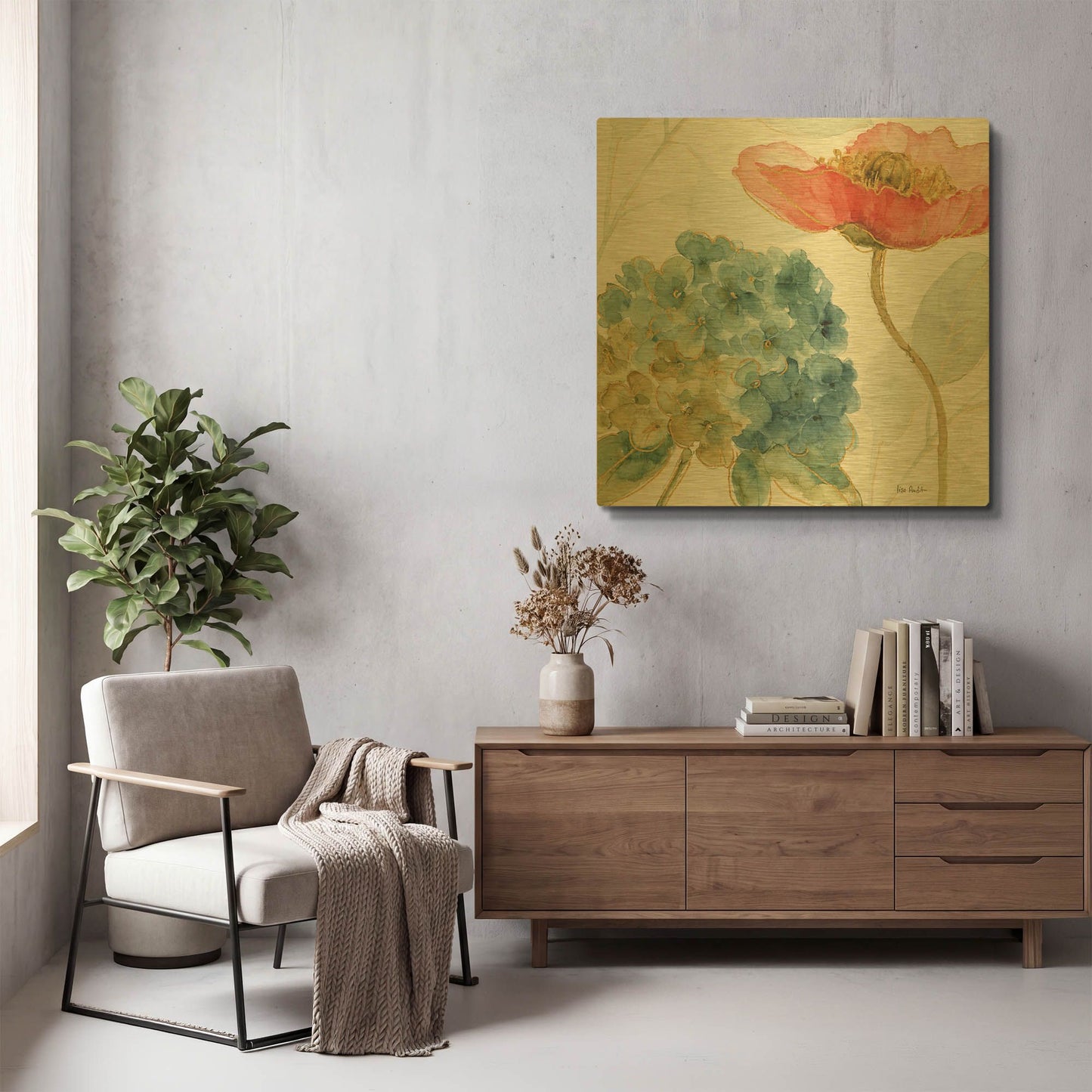 'Rainbow Seeds Flowers IV' By Lisa Audit Gold Metal Wall Art