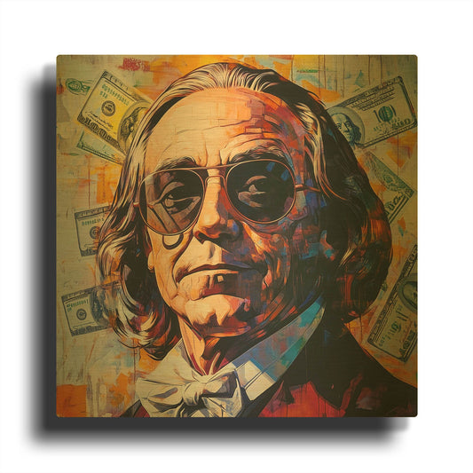 'Cool Benjamin' By Rich Monet Gold Metal Wall Art