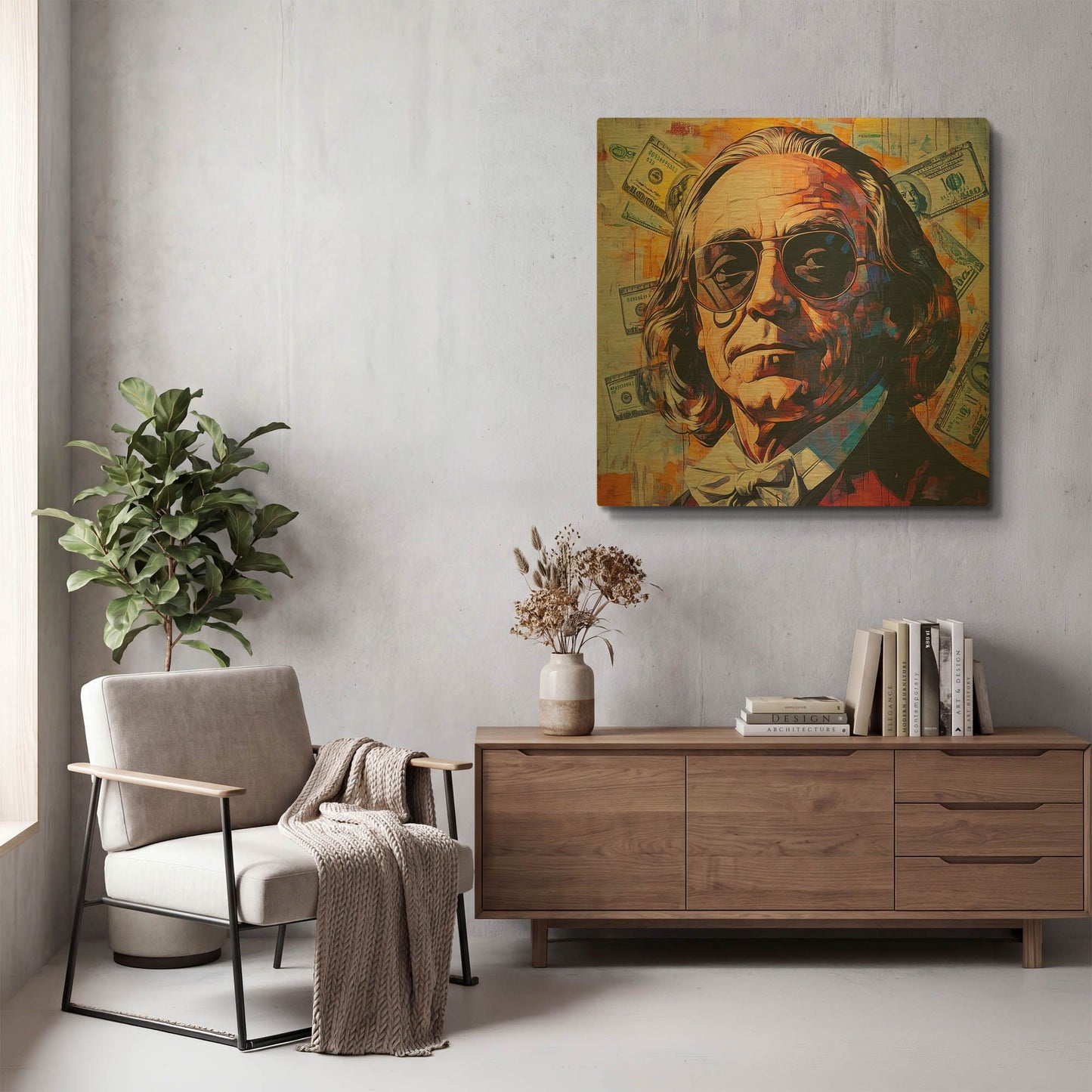'Cool Benjamin' By Rich Monet Gold Metal Wall Art