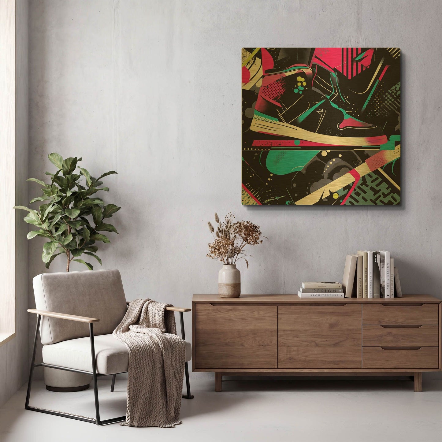 'Neon Night Gear' By Rich Monet Gold Metal Wall Art