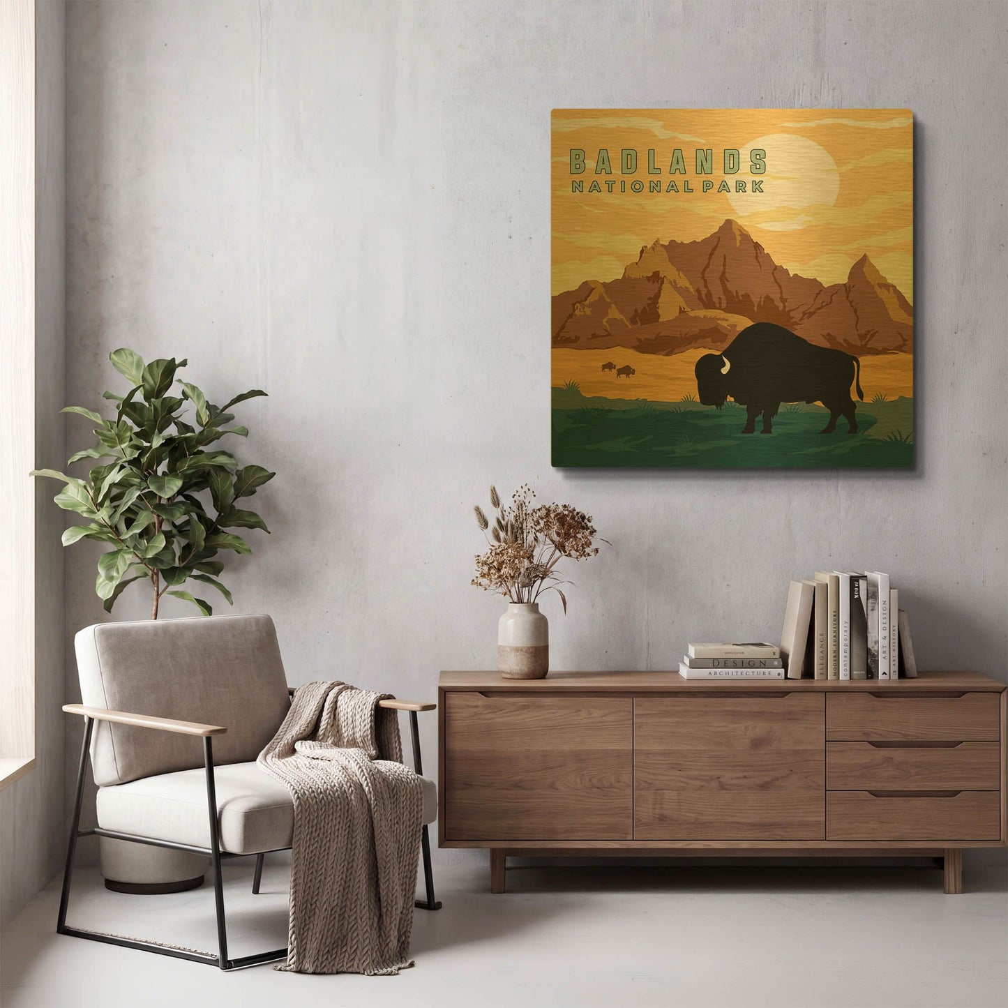 'Badlands National Park A' By Jean Plout Gold Metal Wall Art