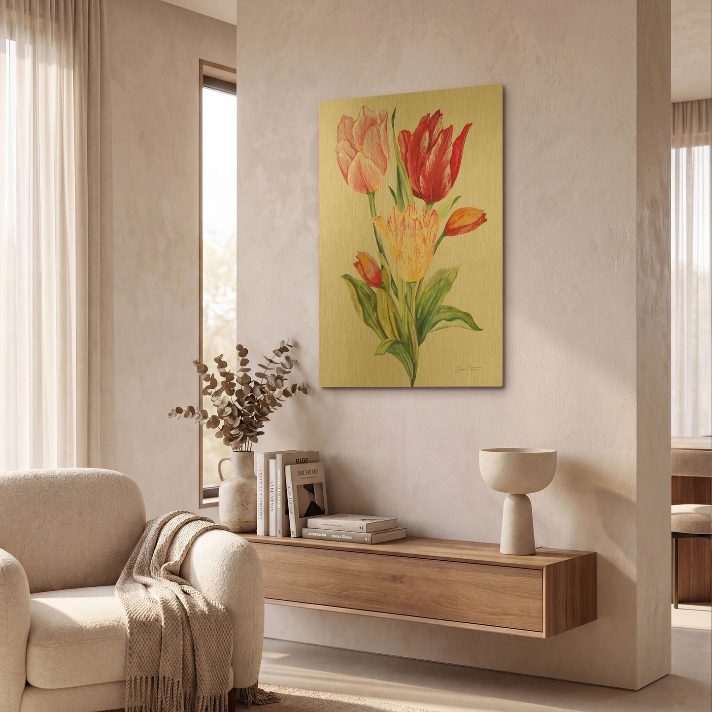 'Botanicals 9' By Jean Plout Gold Metal Wall Art