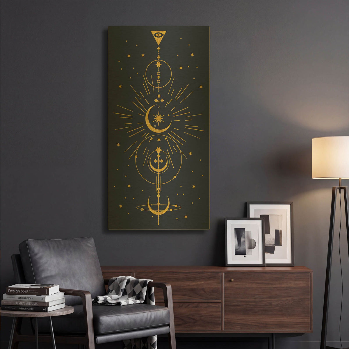 'Celestial Gold H' By Jean Plout Gold Metal Wall Art