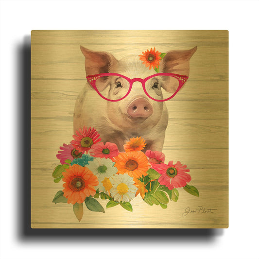 'Fancy Glasses B' By Jean Plout Gold Metal Wall Art