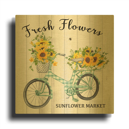 'Farm Market Sunflowers D' By Jean Plout Gold Metal Wall Art