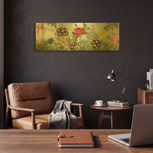 'Flower Garden 2' By Jean Plout Gold Metal Wall Art