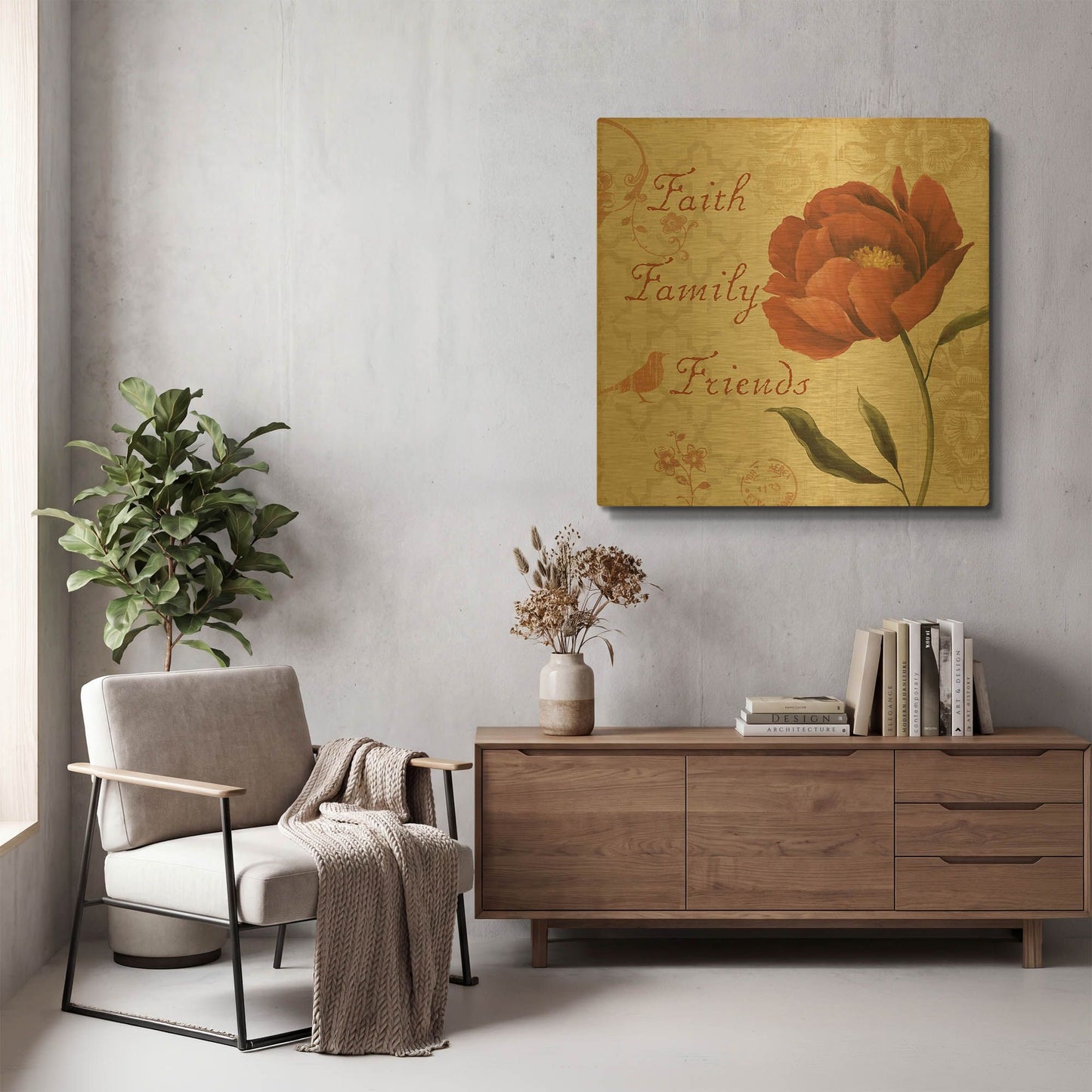 'Faith Family Friends' By Lisa Audit Gold Metal Wall Art
