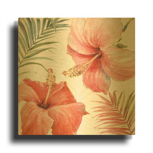 'Tropical Blush III' By Lisa Audit Gold Metal Wall Art