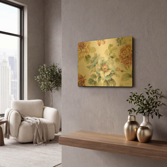 'Country Bloom I' By Lisa Audit Gold Metal Wall Art