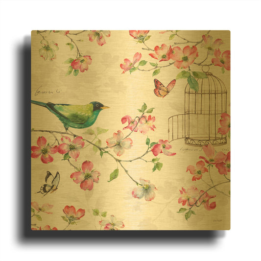 'Dogwood Garden IV' By Lisa Audit Gold Metal Wall Art