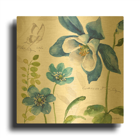 'Blue And Green Garden III' By Lisa Audit Gold Metal Wall Art