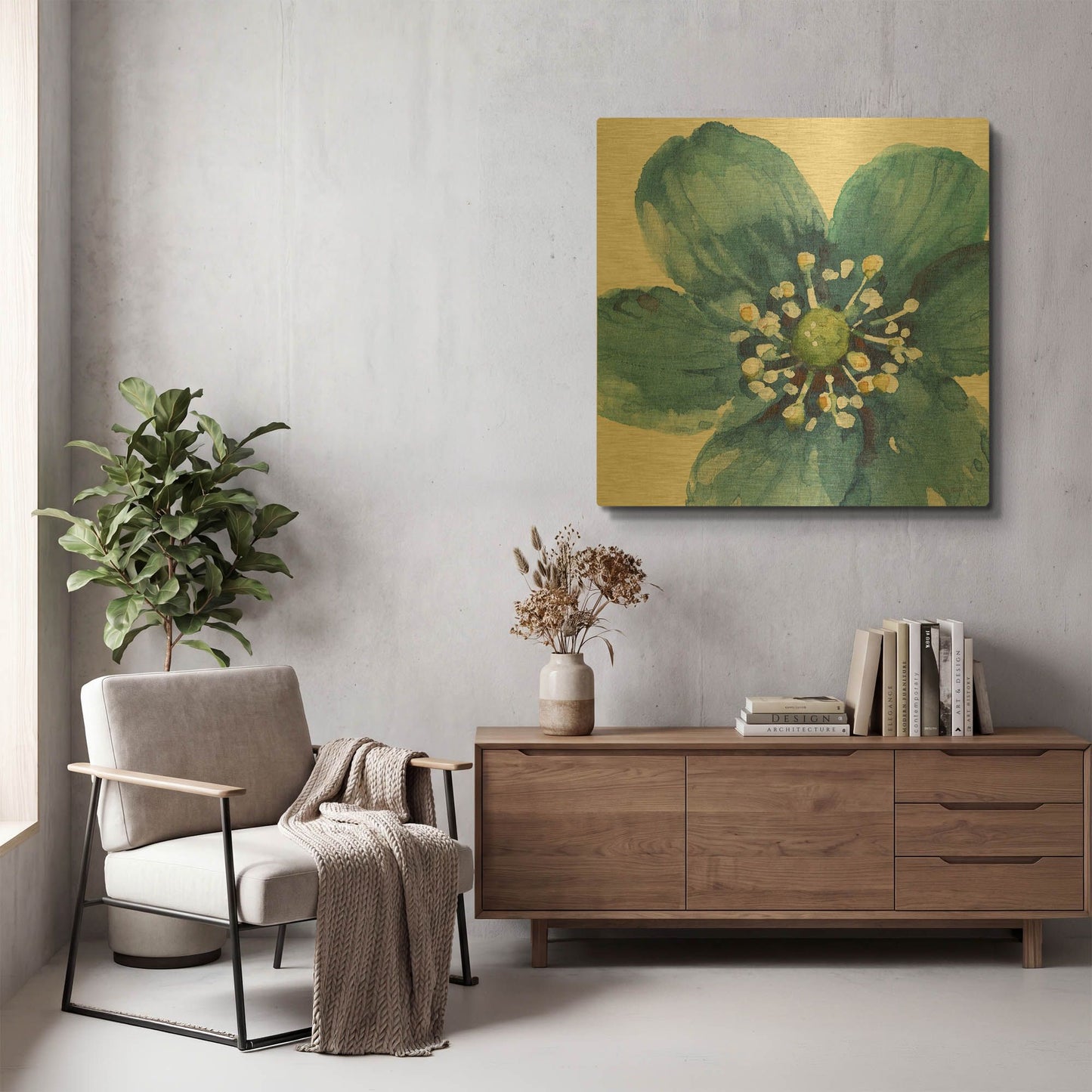 'Blue And Green Garden V' By Lisa Audit Gold Metal Wall Art