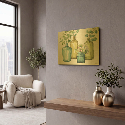 'Mixed Greens LXII' By Lisa Audit Gold Metal Wall Art