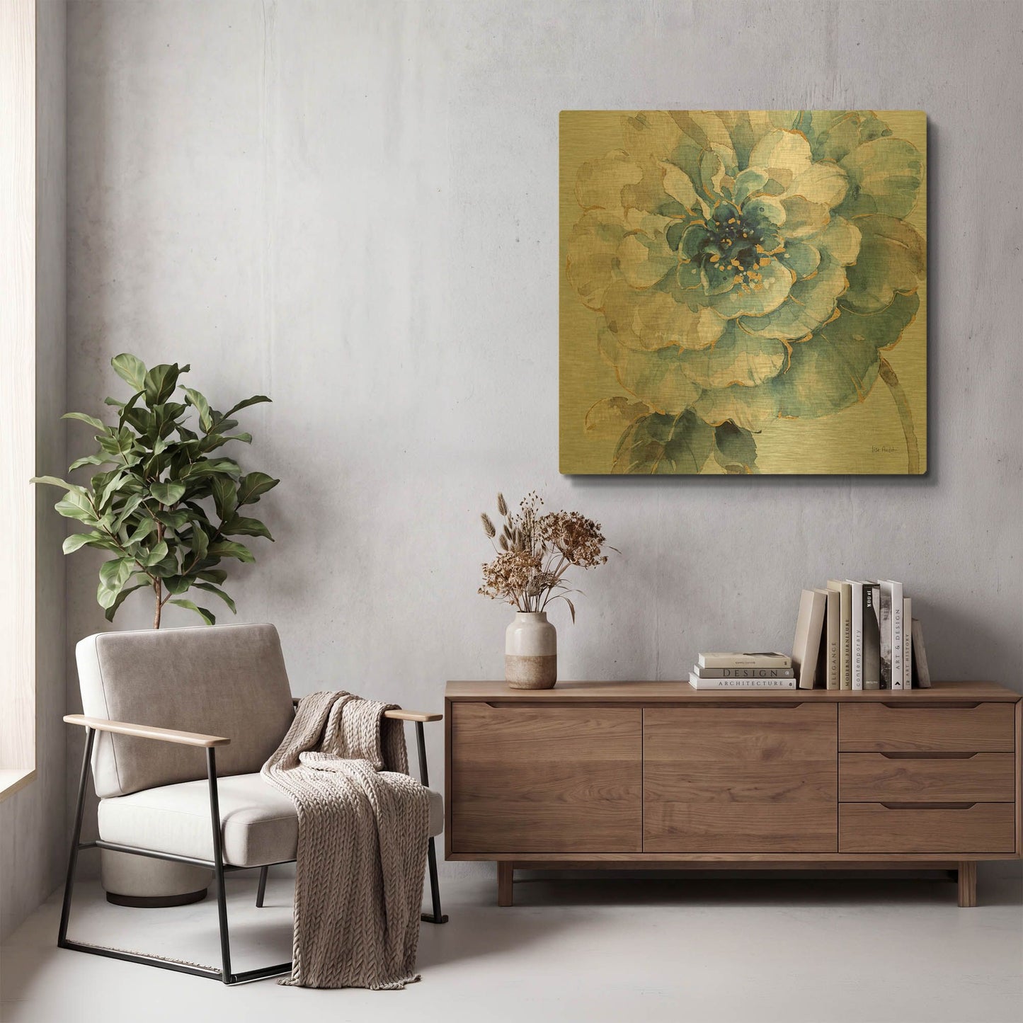 'Indigold VII Light Blue' By Lisa Audit Gold Metal Wall Art