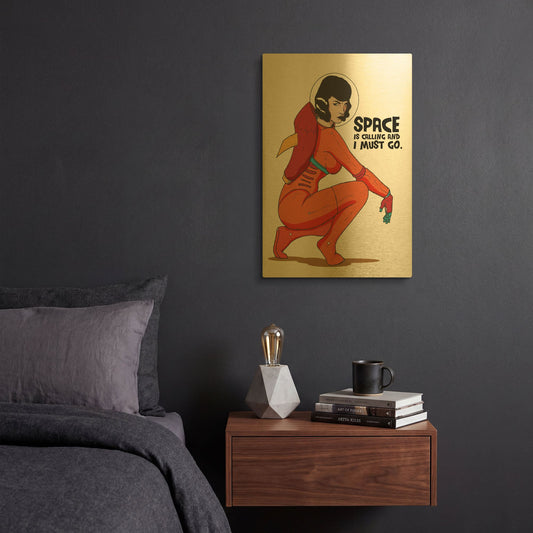 'Bettie Astronaut 2' By Craig Snodgrass Gold Metal Wall Art