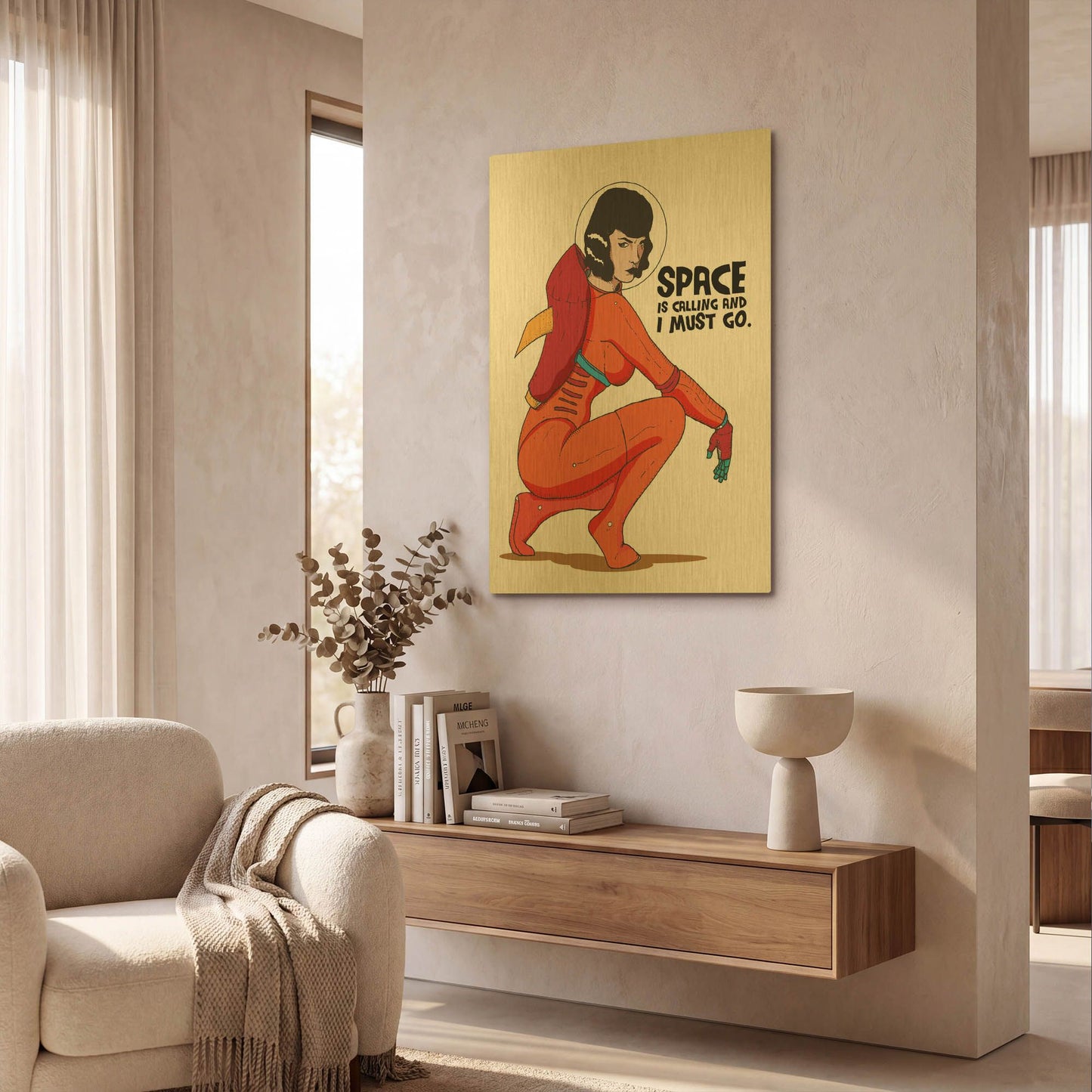 'Bettie Astronaut 2' By Craig Snodgrass Gold Metal Wall Art