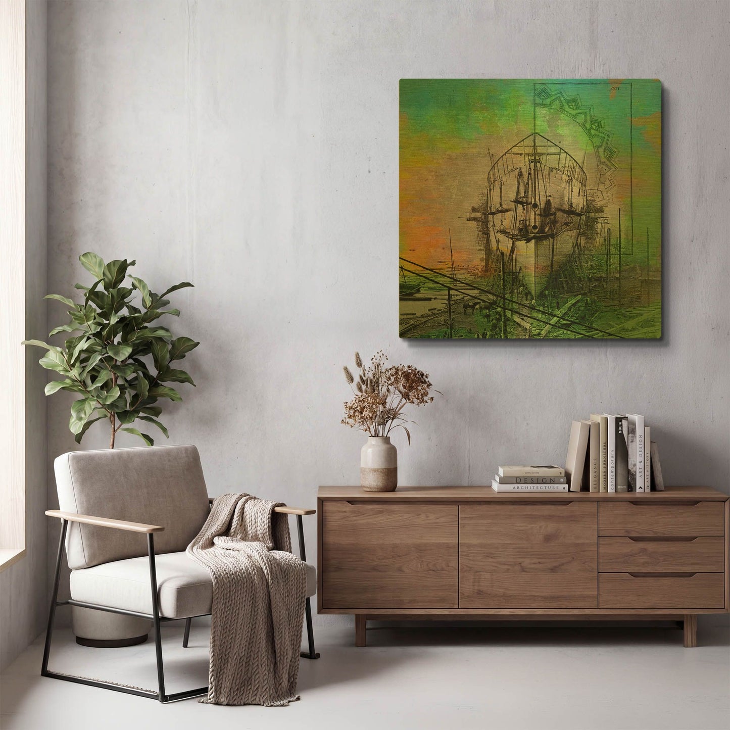'Ship Builders' By Elena Ray Gold Metal Wall Art