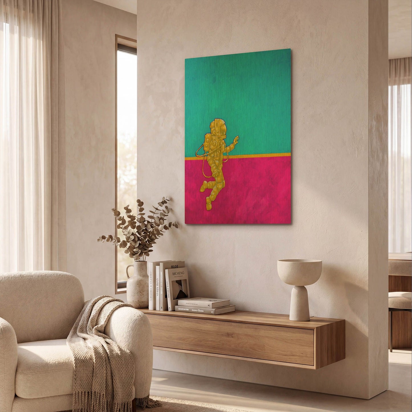 'Hallo Spaceboy II' By Craig Snodgrass Gold Metal Wall Art