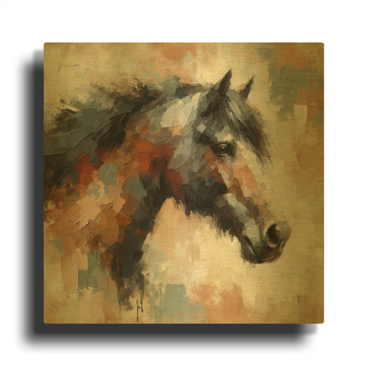 'Brown Horse 2' By Rich Monet Gold Metal Wall Art