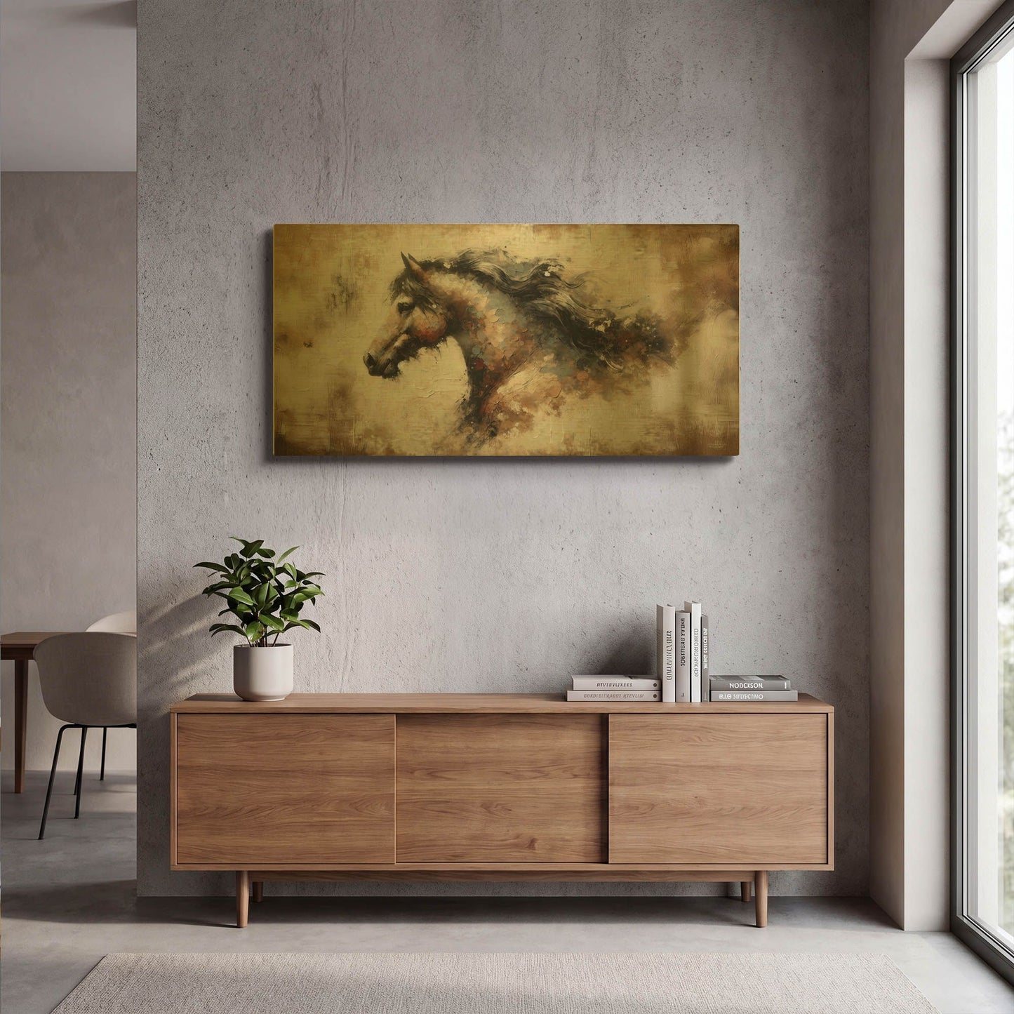 'Brown Horse' By Rich Monet Gold Metal Wall Art