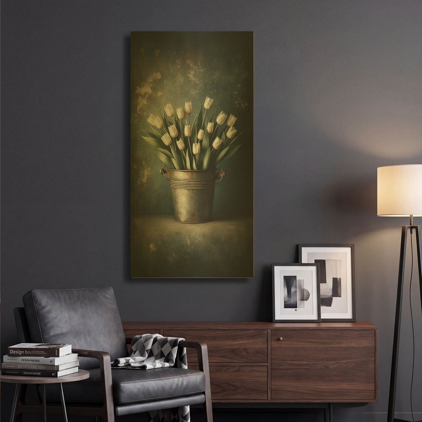 'Bucket O Tulips' By Rich Monet Gold Metal Wall Art
