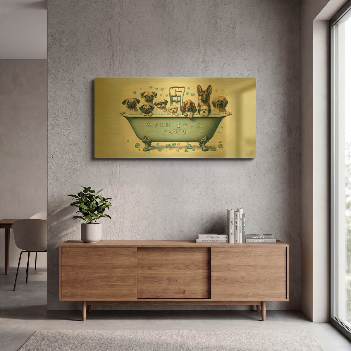 'Clean Paws' By Rich Monet Gold Metal Wall Art
