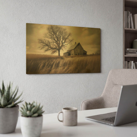 'Iowa Farm' By Rich Monet Gold Metal Wall Art