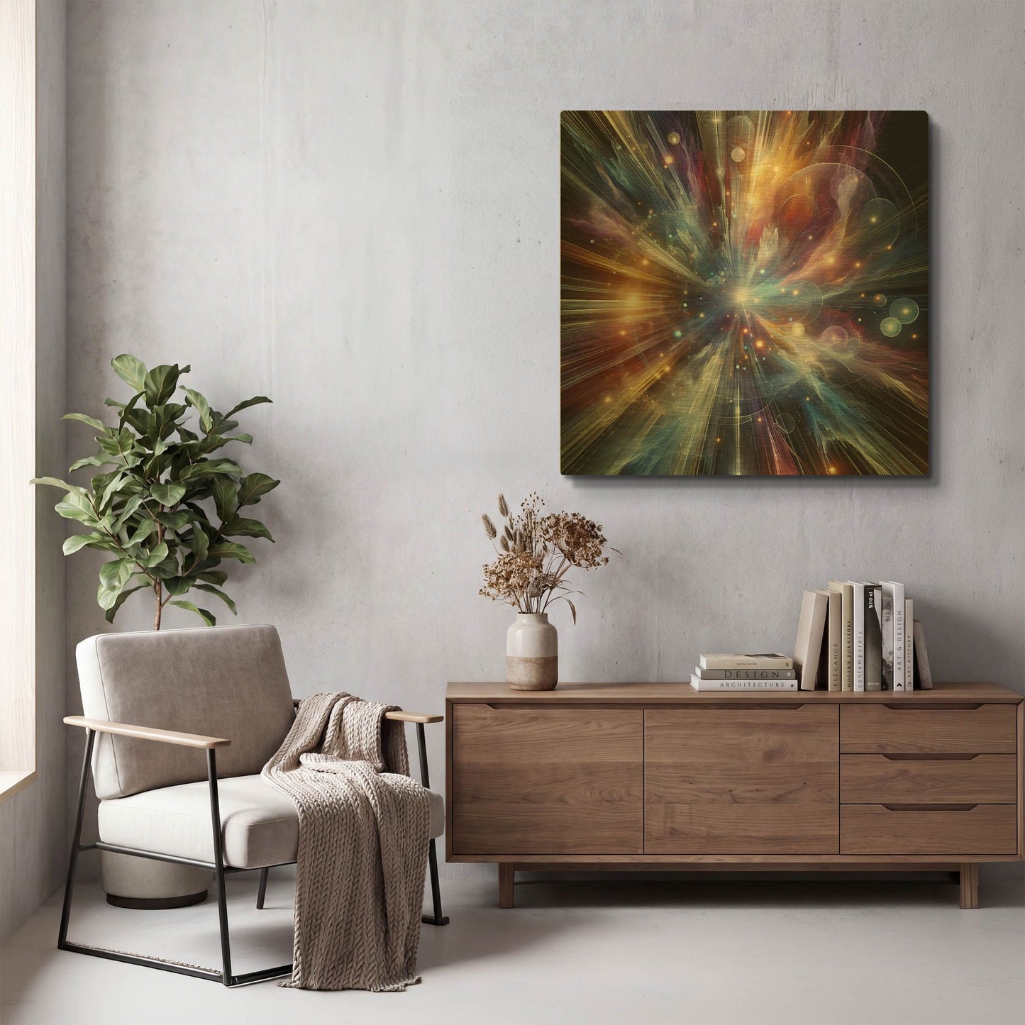 'Space Explosion' By Rich Monet Gold Metal Wall Art