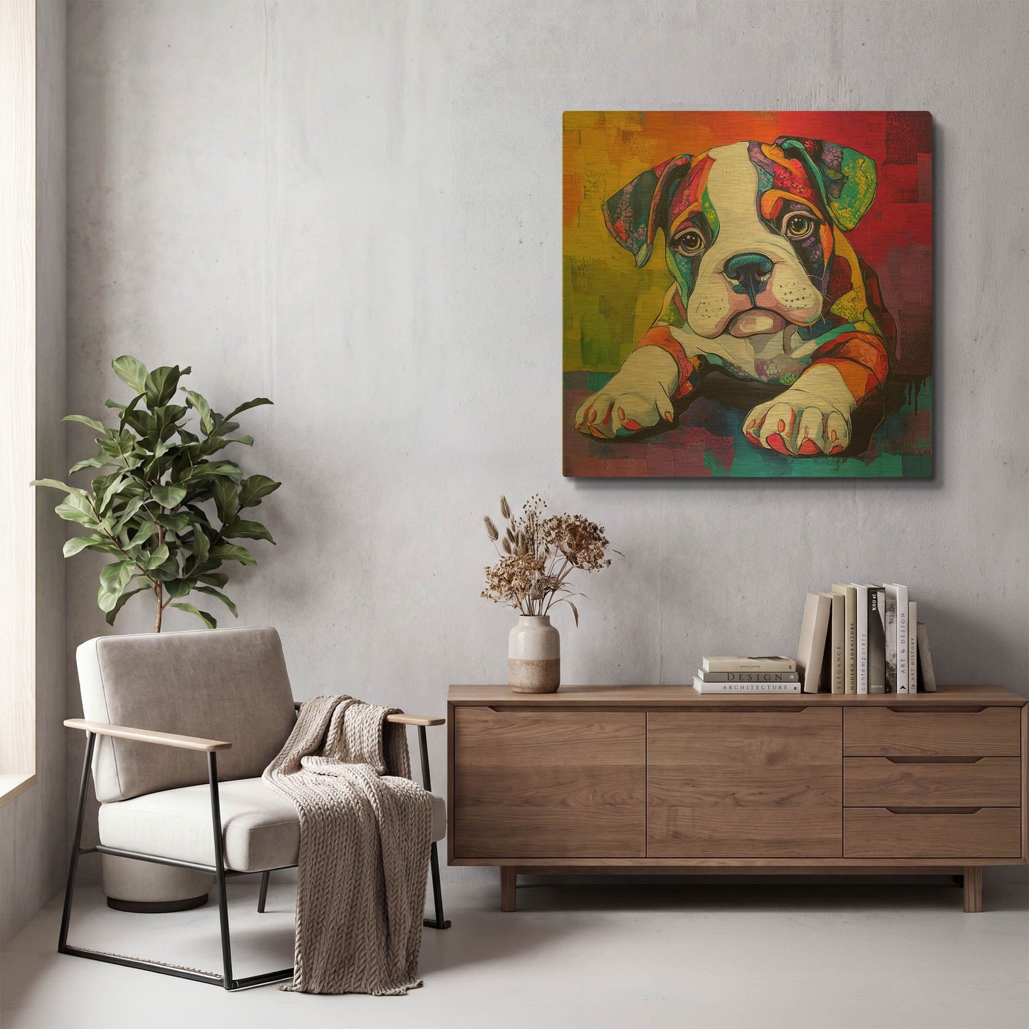 'Woof American Bully' By Rich Monet Gold Metal Wall Art