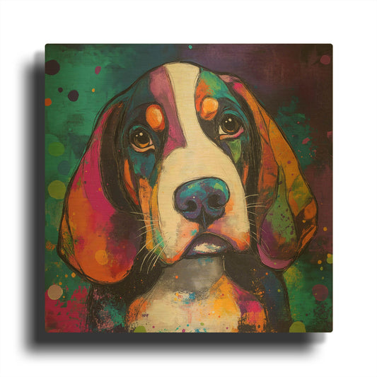 'Woof Basset Hound' By Rich Monet Gold Metal Wall Art